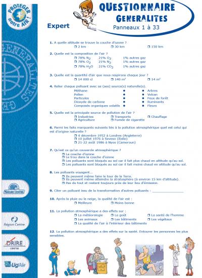 Questionnaire "Généralités" niveau expert