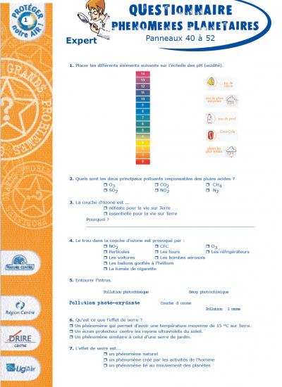 Questionnaire sue les phénomènes planétaires