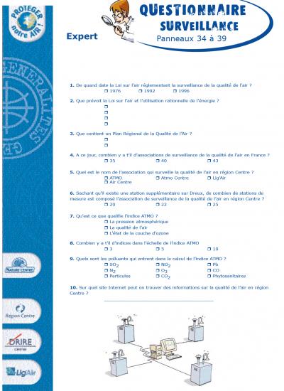 Questionnaire sur la surveillance de la qualité de l'air