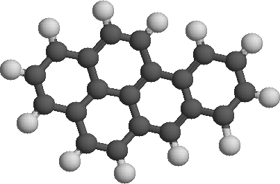 Représentation d'une molécule d'hydrocarbures aromatiques polycycliques.